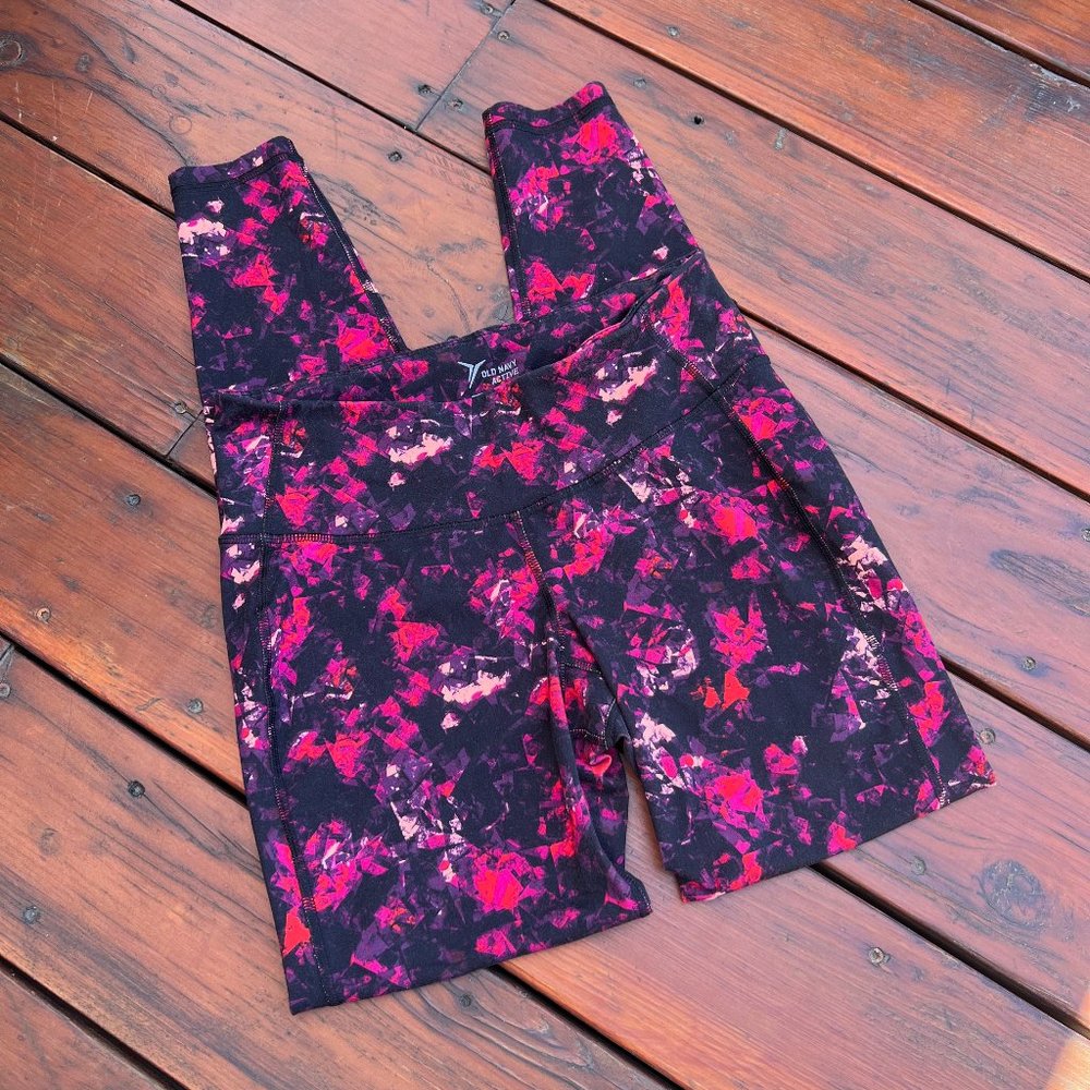 Old Navy Active Purple & Pink Fitted Go-Dry Workout Leggings
